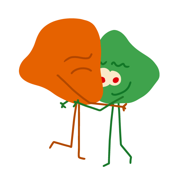 To figurer, der krammer hinanden