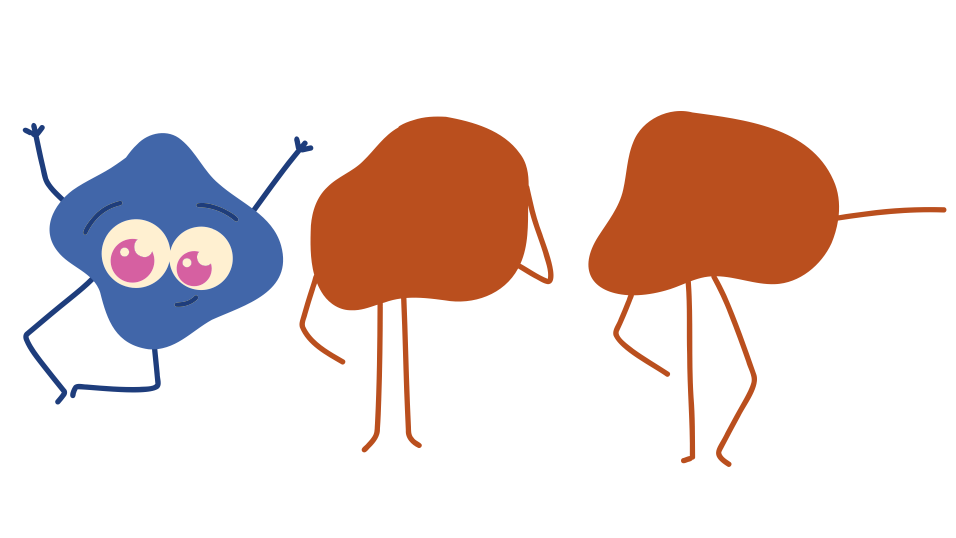 En farverigfigur farvelagt ud af i alt tre figure