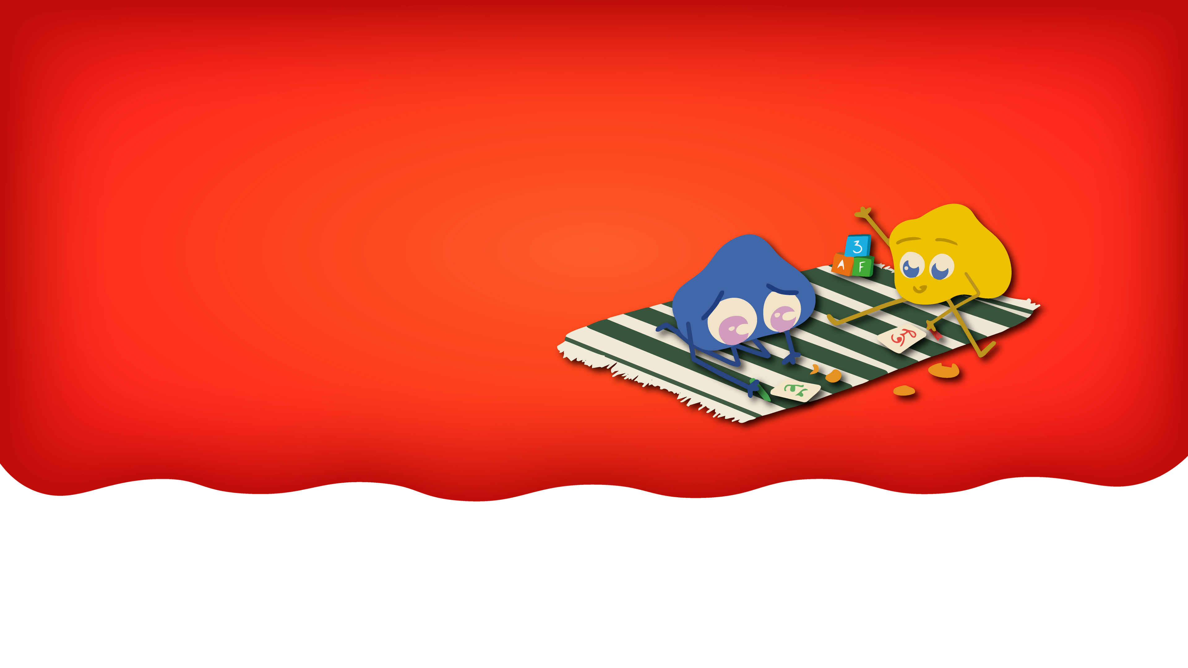 To figurer farvelægger kort på gulvtæppe