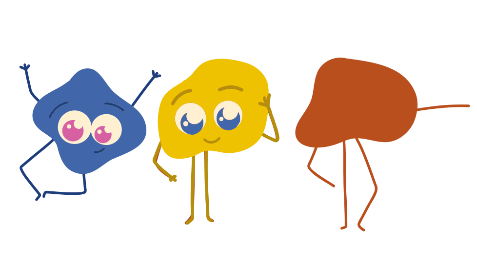 To farverige figure farvelagt ud af i alt tre